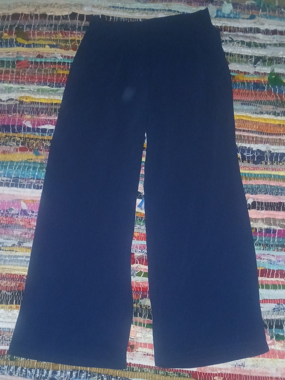 Ambiance Navy Wide-Leg Elastic Waist Pants Large
